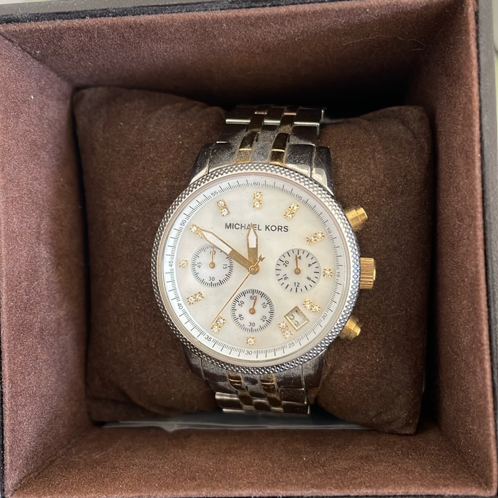 Michael Kors Watch Two-Tone Chronographic with Stones